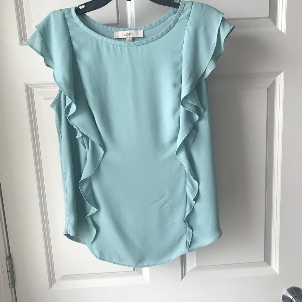Blue Loft Blouse Ruffles M